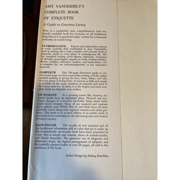 Amy Vanderbilts Complete Book of Etiquette Book 1958 Vintage Hardback Quantity 2 - Picture 3 of 7